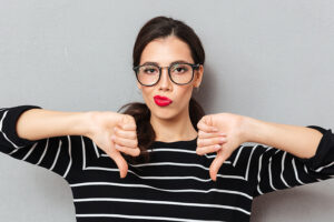 Portrait of a unsatisfied woman in eyeglasses